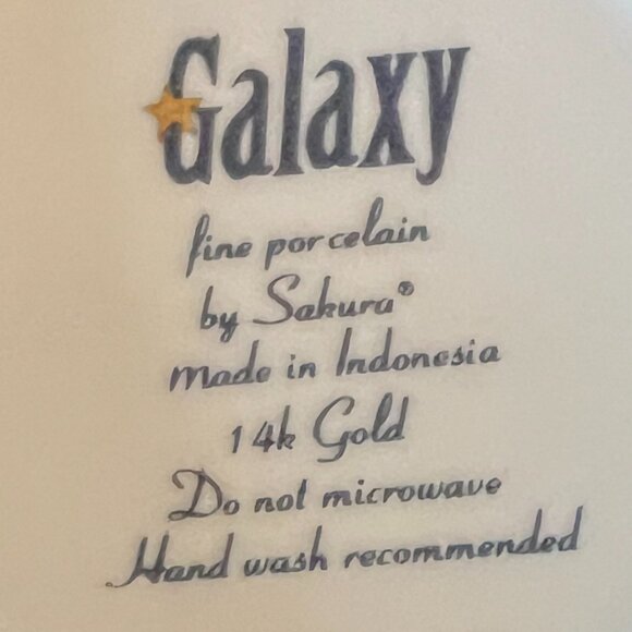 Sakura GALAXY BLUE 14k Gold Stars & Accents Cobalt Blue Fine Porcelain Cup Mug - Picture 14 of 15